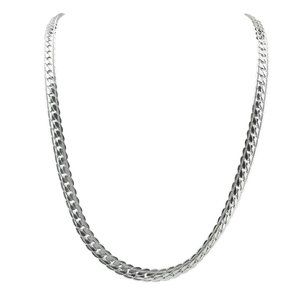 ORENTINI 6mm Silver Curb Cuban Link Chain Necklace